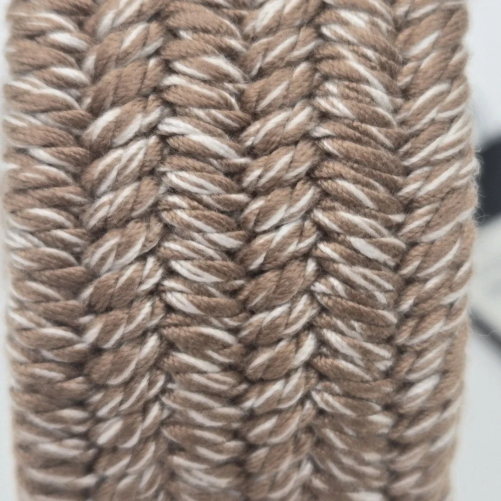 PX CLOTHING Men's 46 Brown Tan Cream Woven‎ Corded Thick Belt Adj (no holes)